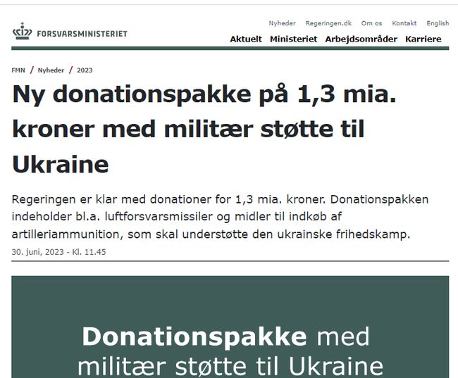 Україна отримає від Данії військової підтримки на понад €170 мільйонів