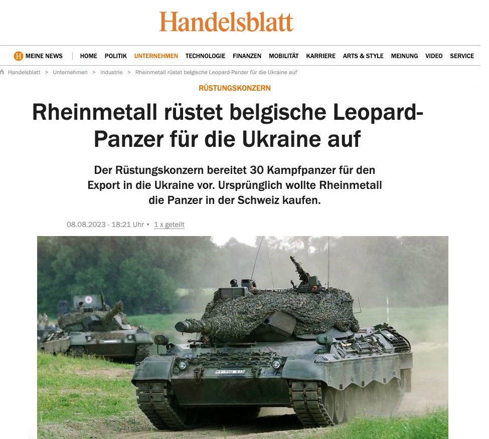 Оказалось, что 50 танков Leopard-1 выкупила для Украины компания Rheinmetall