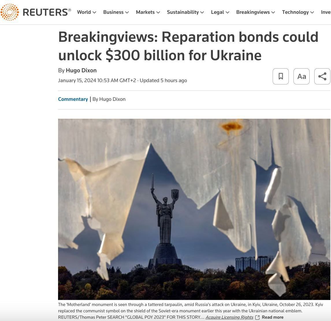Україна може залучити до $300 млрд, продаючи репараційні облігації