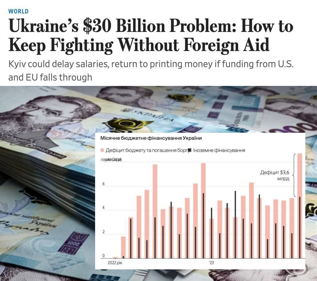 Якщо припиниться допомога із США та ЄС, в Україні почнуть затримувати зарплати та друкувати гроші, — The Wall Street Journal