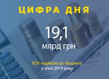 У січні 2019 року до бюджету надійшло 19,1 млрд грн ЄСВ