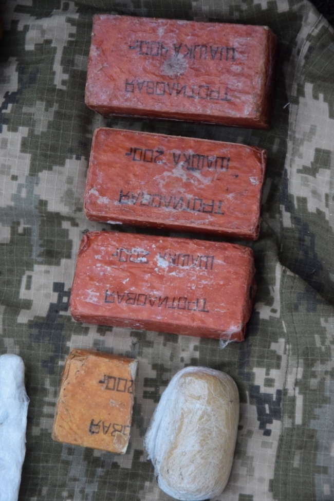 Поблизу КПВВ «Гнутове» прикордонники зі складу Обєднаних сил виявили пакунок з гранатами і кілограмом тротилу (ВІДЕО)