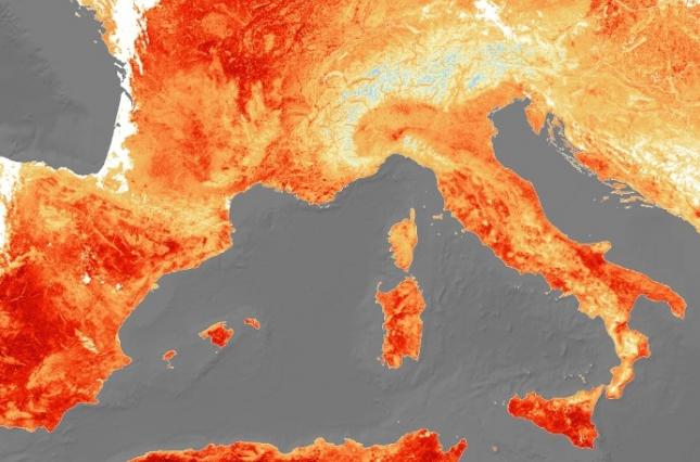 ESA показало космическое фото аномальной жары в Европе