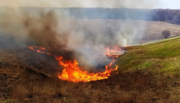 14 гектар сухой травы сгорели в Харьковской области за сутки