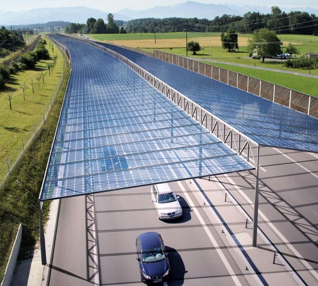 Солнечные крыши над автомагистралями