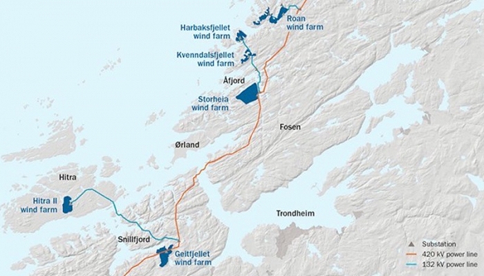 В Норвегии завершено строительство крупнейшего в Европе материкового ветропарка