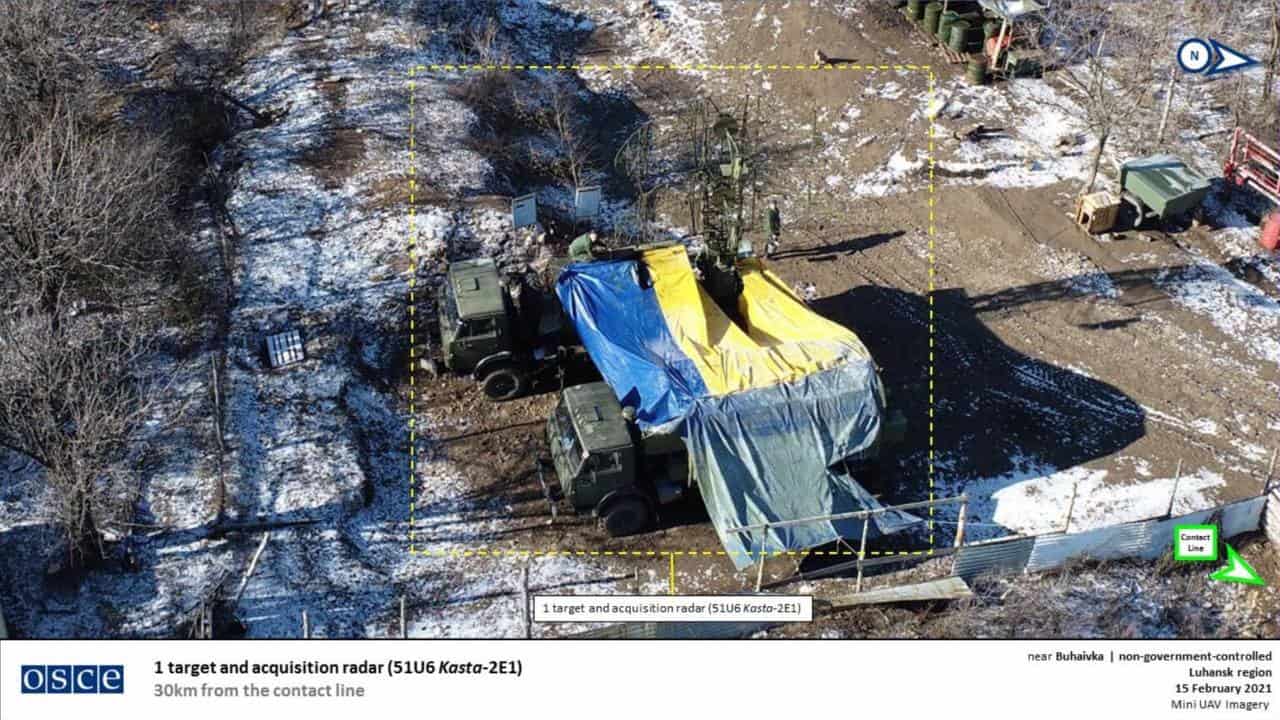 Російські військові намагались замаскувати свою РЛС брезентом жовто-блакитного кольору - ОБСЕ
