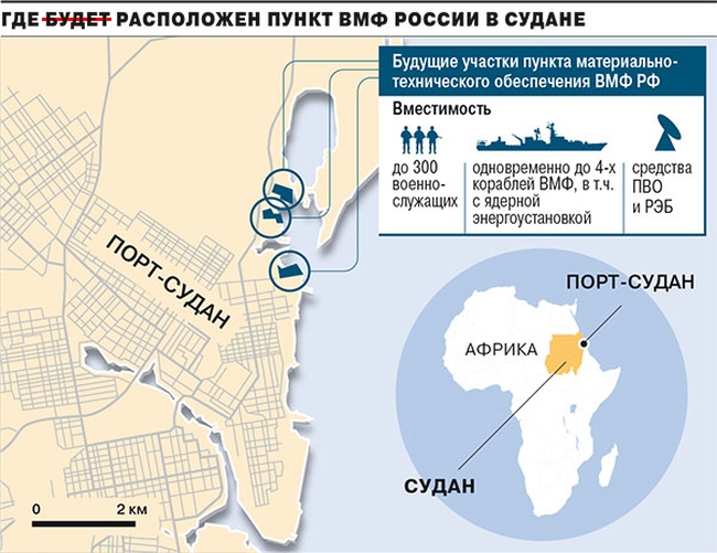Вслед за отказом строительства российской базы, Судан запретил российским кораблям приближаться к своим водам