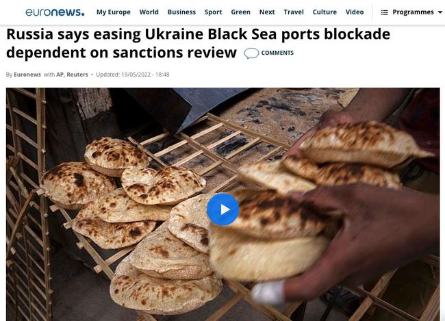 Россия заявила, что ослабление блокады украинских портов в Черном море зависит от пересмотра санкций - Euronews