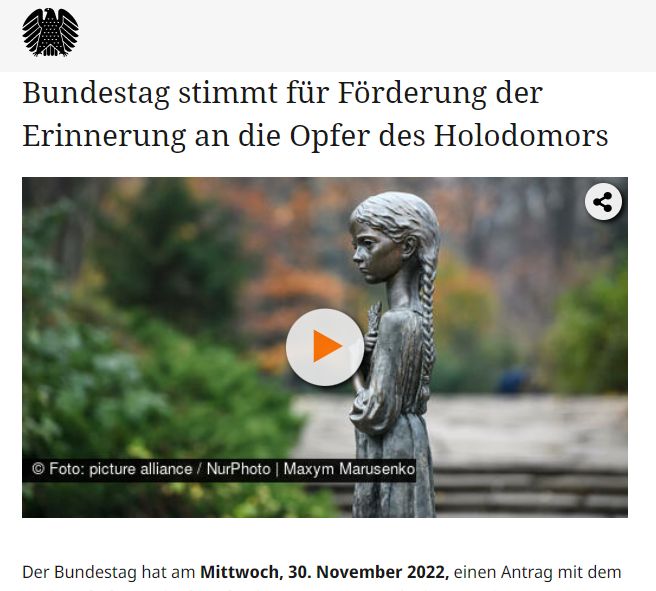 Німецький Бундестаг визнав Голодомор геноцидом українського народу