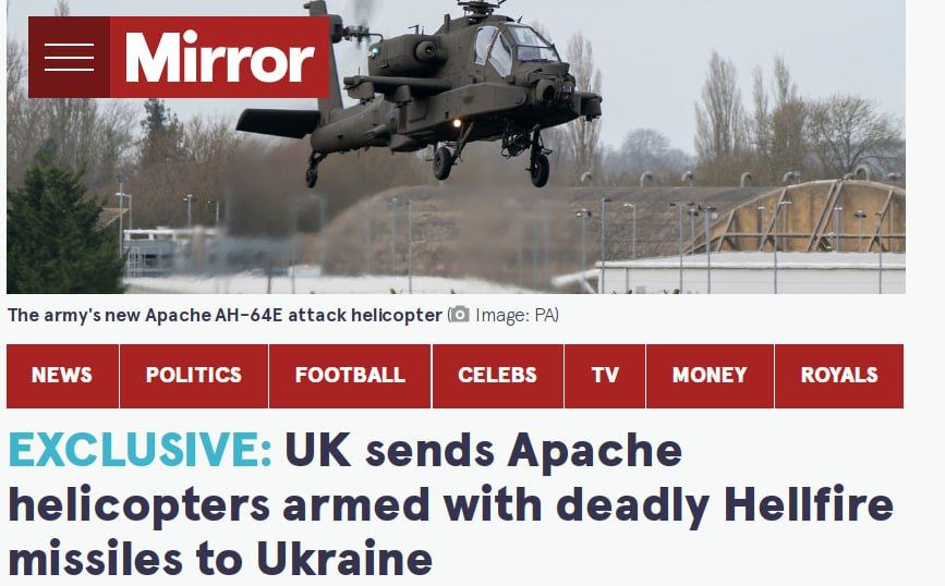 Британия отправит в Украину вертолеты, оснащенные ракетами Hellfire