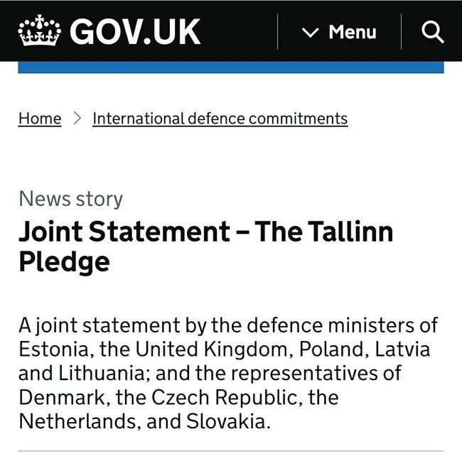 Британия, Нидерланды, Дания, Польша, Чехия, Словакия, Эстония, Литва и Латвия подписали Таллинскую декларацию