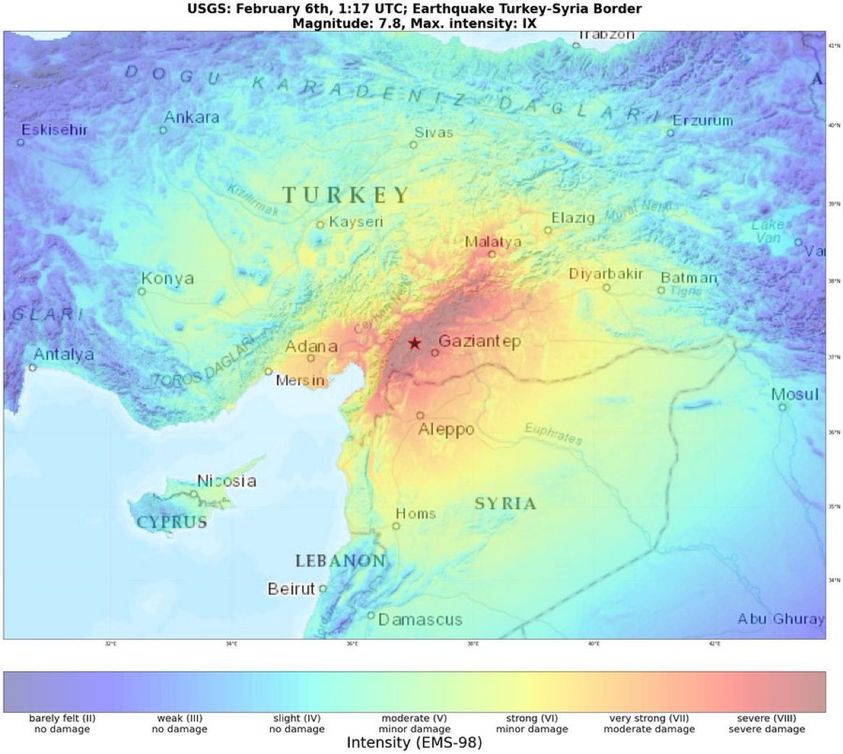 Оценка последствий землетрясения в Турции на основе CATDAТ
