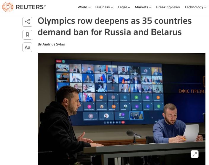 35 стран выступили против участия россиян в Олимпиаде