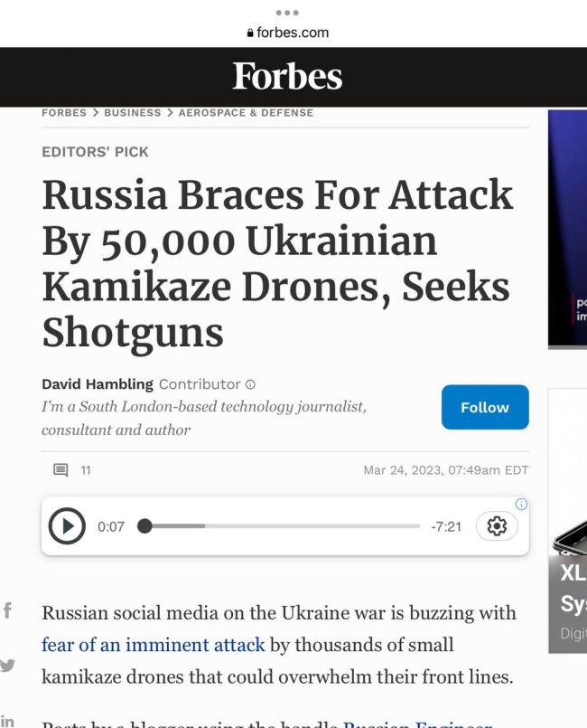 Американський Forbes наганяє жаху на орків: ті вже готуються до атаки 50 тис. українських безпілотників
