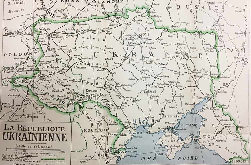 Карта територій, на які претендувала Українська Народна Республіка у 1919 році