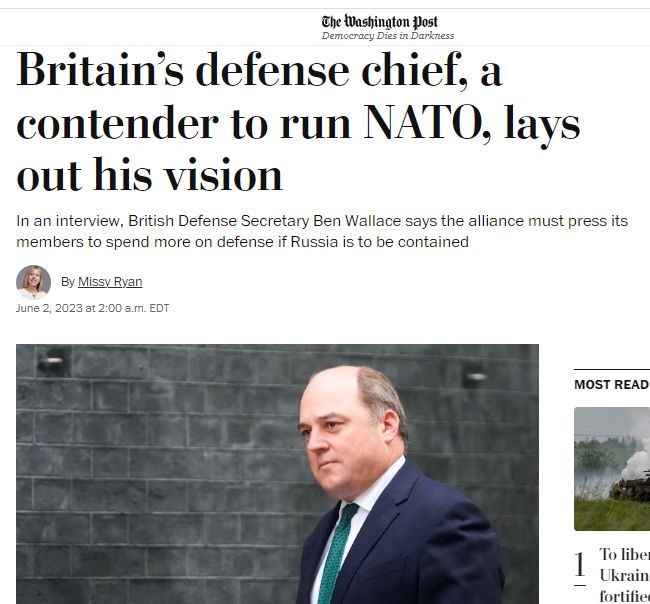 Министр обороны Великобритании Бен Уоллес дал большое интервью The Washington Post. Главное