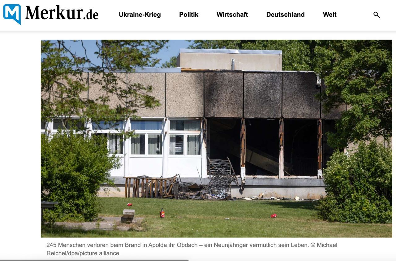 В Германии погиб ребенок из Украины при пожаре в общежитии для беженцев