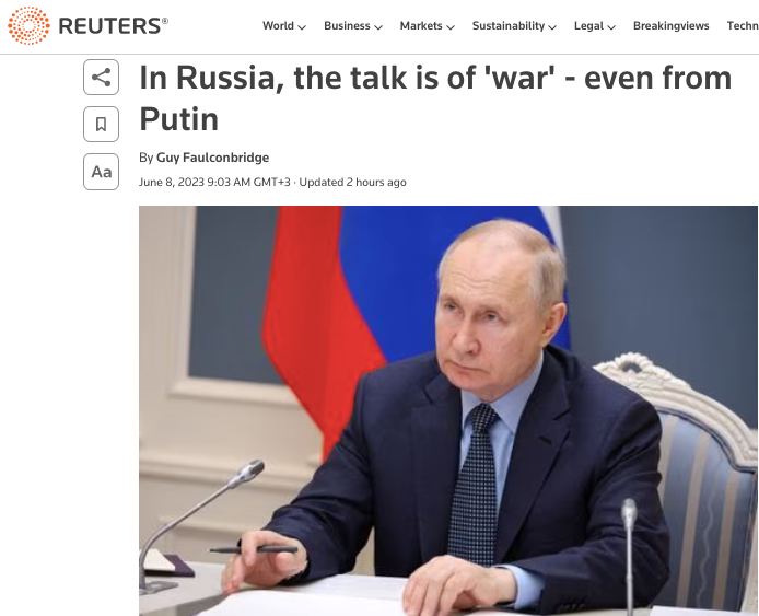 Российские власти, включая Путина, все чаще используют термин «война», - Reuters