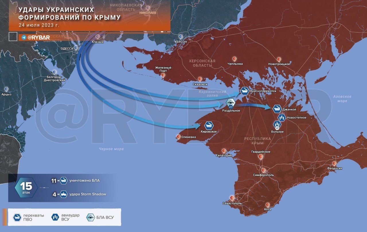 рашистские пропагандоны военкоры истерят, что по Крыму сегодня прилетели не только беспилотники (около 20 штук), но и 4 ракеты Storm Shadow