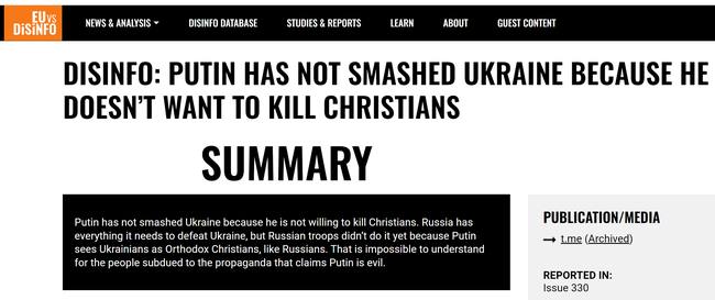 Пропагандисти стверджують, що росія не може перемогти Україну лише тому, що путін не хоче вбивати християн. Це – відверта неправда