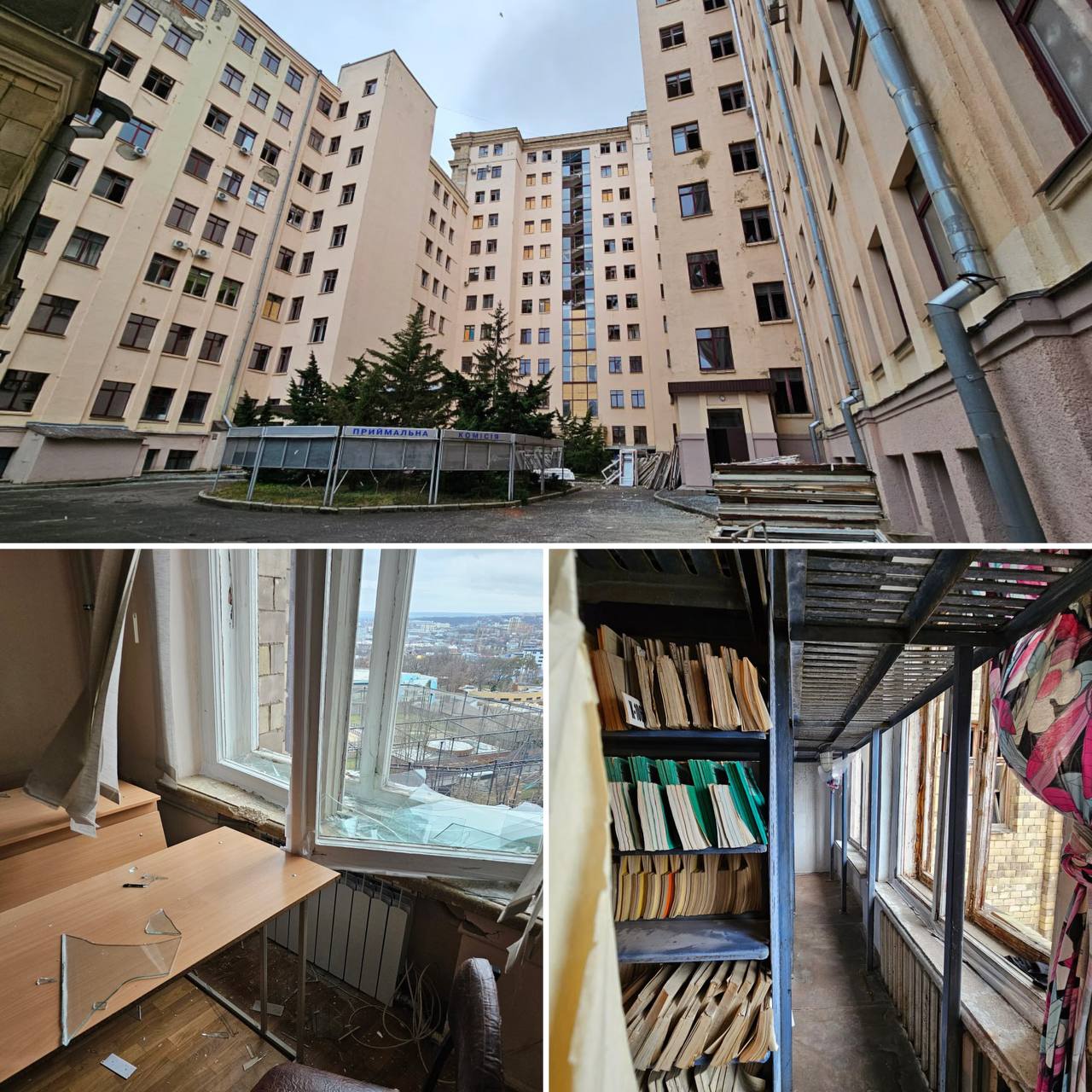 550 вікон вибиті в будівлі головного корпусу Каразінського університету, – речниця вишу