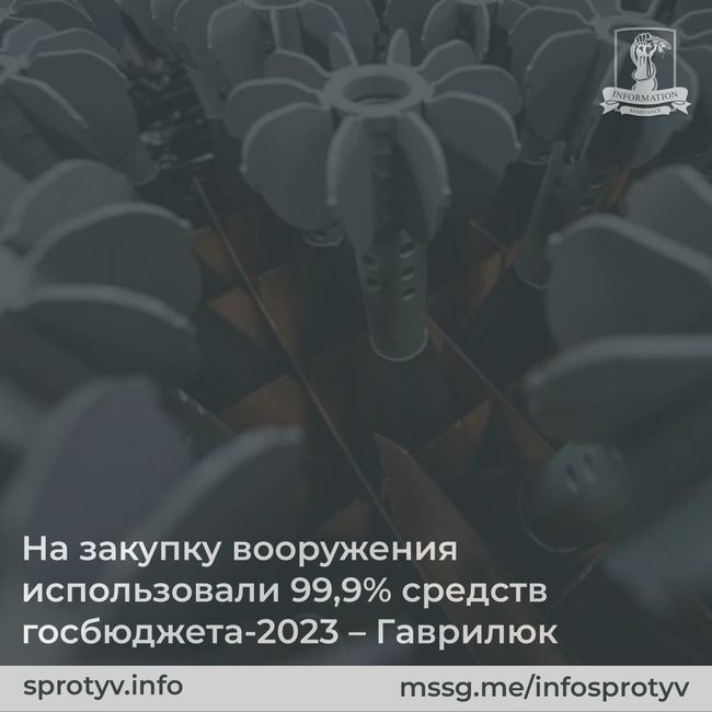 На закупку вооружения использовали 99,9% средств госбюджета-2023 – Гаврилюк