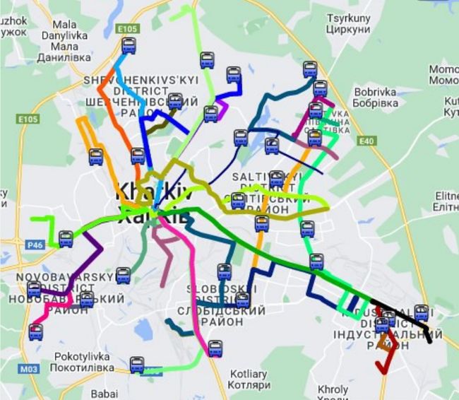 Зараз міський транспорт у Харкові працює за схемою блекауту (МАПА)