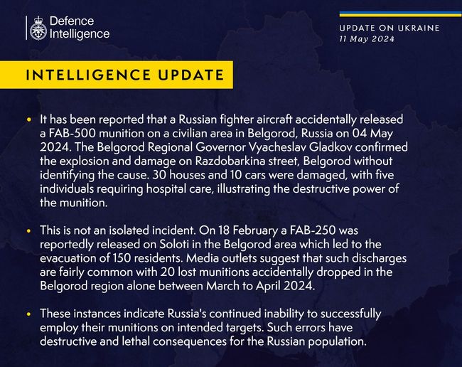 Упродовж березня-квітня російські бомбардувальники загубили в Бєлгородській області 20 керованих авіабомб