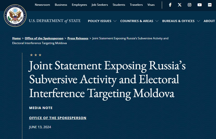 Правительства США, Канады и Великобритании выступили с официальным предупреждением об угрозе подрывных российских действий в Молдове