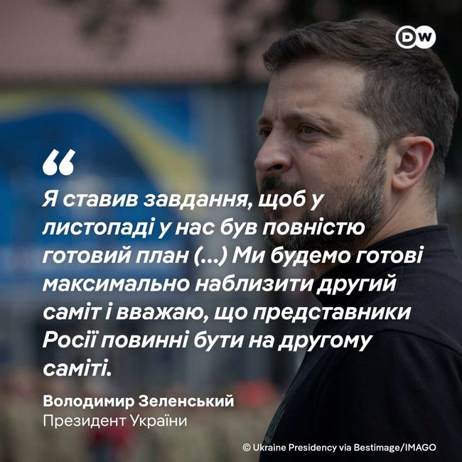 Представники росії повинні бути на другому саміті миру, заявив на пресконференції Володимир Зеленський Він розраховує, що підготовка до саміту буде завершена у листопаді