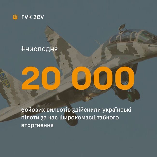 20 000 боевых вылетов совершили украинские пилоты с начала широкомасштабного вторжения.