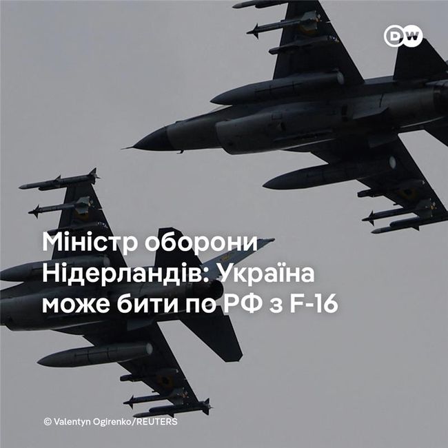 Україна може завдавати удари по росії нідерландськими F-16