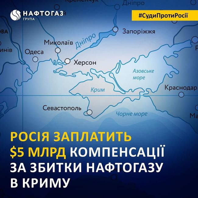 росія заплатить за збитки «Нафтогазу» в Криму