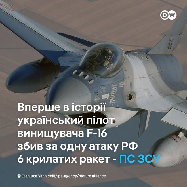 Світовий рекорд: Пілот F-16 збив за одну атаку рф 6 крилатих ракет