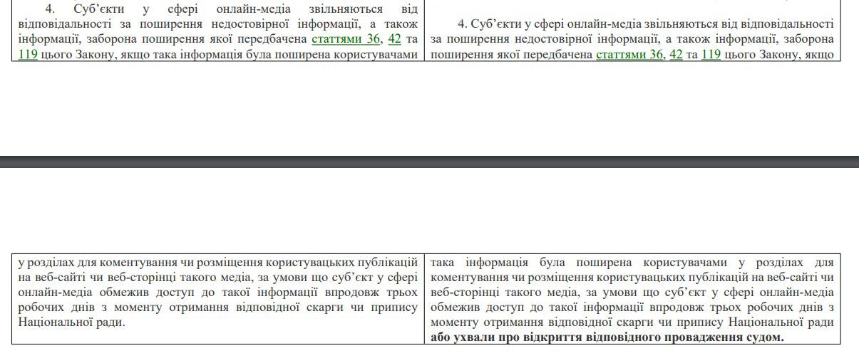 Законопроєкт №11321, який Верховна Рада прийняла 14 січня, не зобовязує ЗМІ видаляти негативні коментарі про чиновників