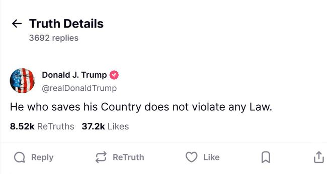 Той, хто рятує свою країну, не порушує жодних законів