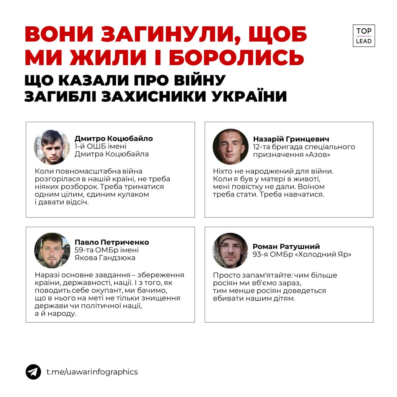 Вони загинули, щоб ми могли жити і боротись