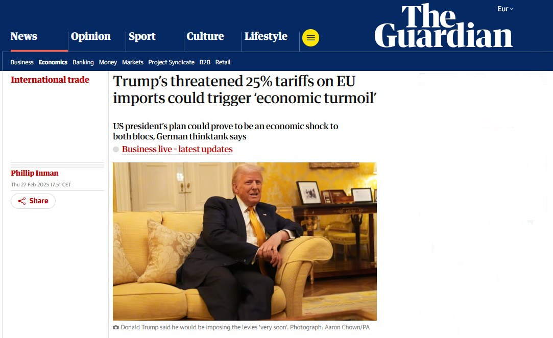 Погроза Трампа запровадити 25% мита на імпорт з ЄС може спричинити економічний хаос