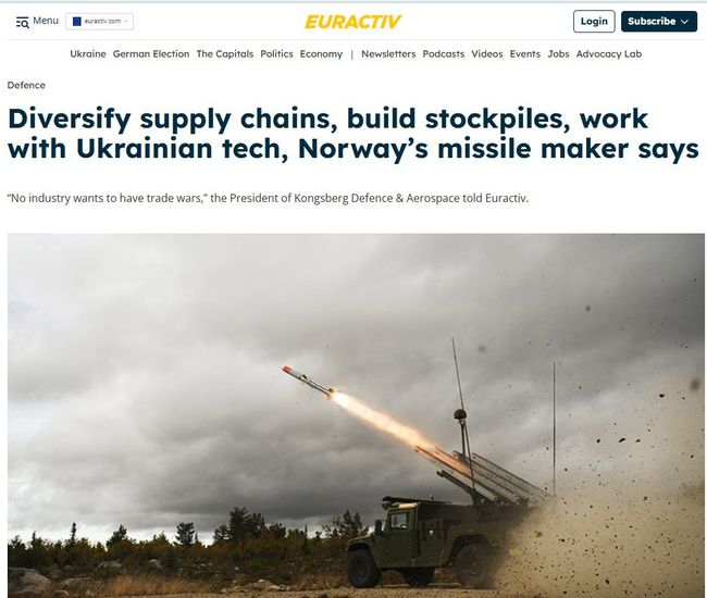 Норвежская компания Kongsberg Defence & Aerospace планирует производить в Украине ракеты для систем ПВО NASAMS