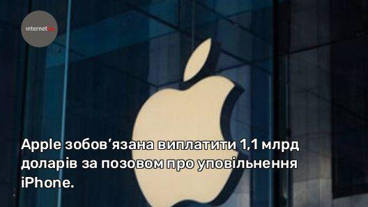 Apple зобов’язана виплатити 1,1 млрд доларів за позовом про уповільнення iPhone