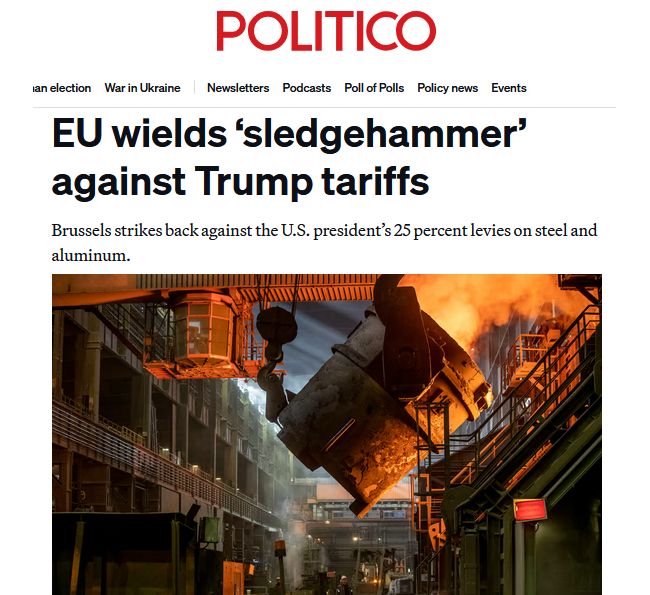 Politico: Евросоюз использует «кувалду» против тарифов Трампа