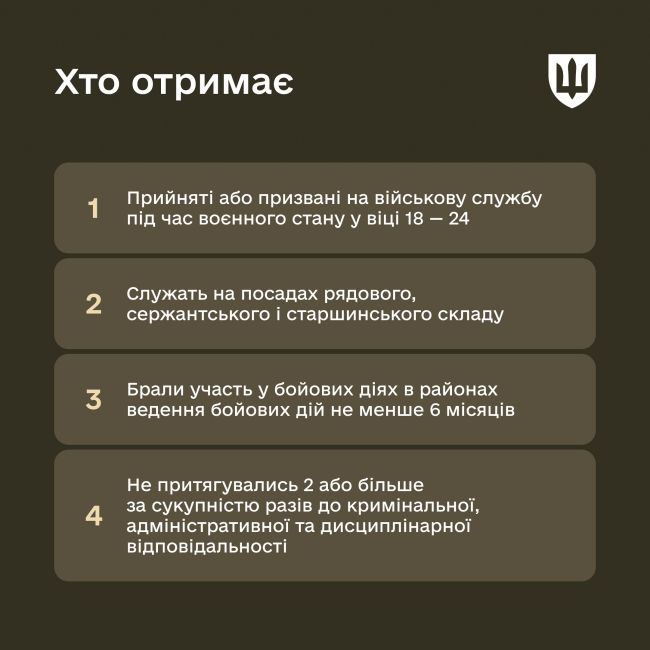 Міноборони пояснює особливості нарахування 1 млн грн для добровольців 18-24 років, які приєднались до війська після 24 лютого 2022 року
