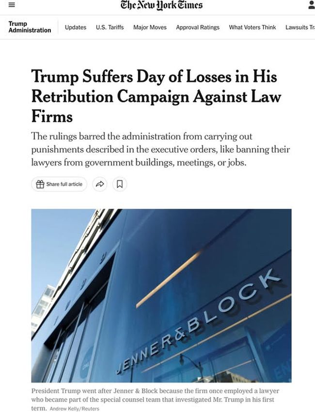 «Трамп зазнає поразки у своїй кампанії у відплаті проти юридичних фірм» - WP «Трамп зазнає поразки у своїй кампанії у відплаті проти юридичних фірм» - WP