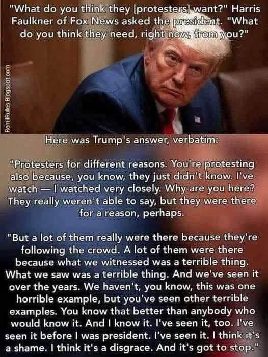 Трамп о протестах по всему миру