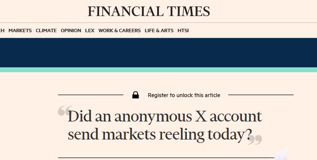 Фондовий ринок США злетів і обвалився за пів години через фейкову новину про можливе призупинення торгових мит