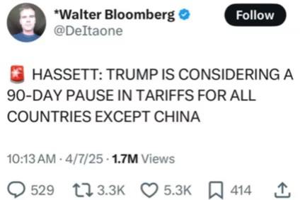 Фондовий ринок США злетів і обвалився за пів години через фейкову новину про можливе призупинення торгових мит