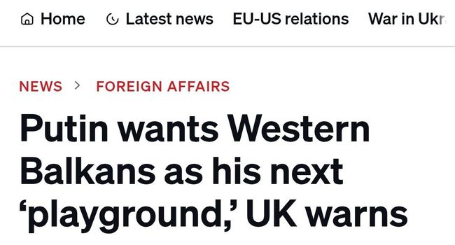 путін хоче, щоб Західні Балкани стали його наступним майданчиком, - Politico