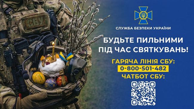 СБУ закликає громадян дотримуватися заходів безпеки під час Великодня