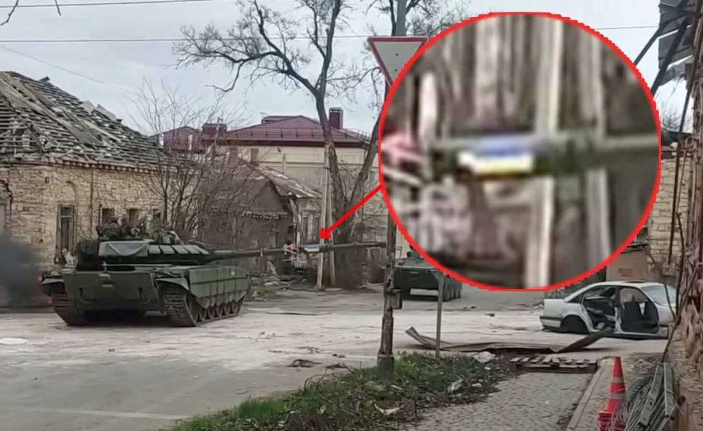 Единственный танк Т-72Б3М с КАЗ «Арена-М» снимается в кино в Мариуполе